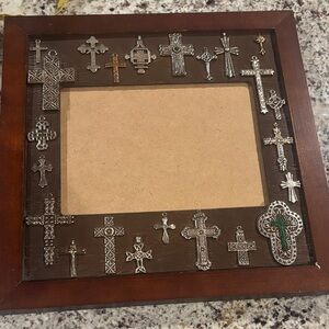 Decorative Brown and Silver Cross Picture Frame